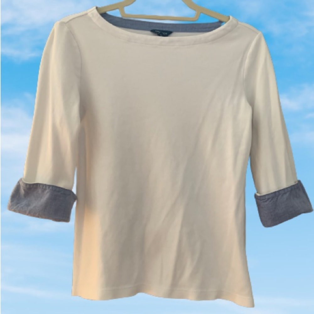 size small Nautica Chambray-Cuff 3/4 Sleeve Top